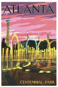 Postal Georgia Atlanta Centennial Park Fuente Sin Usar COMO NUEVO - Imagen 1 de 1