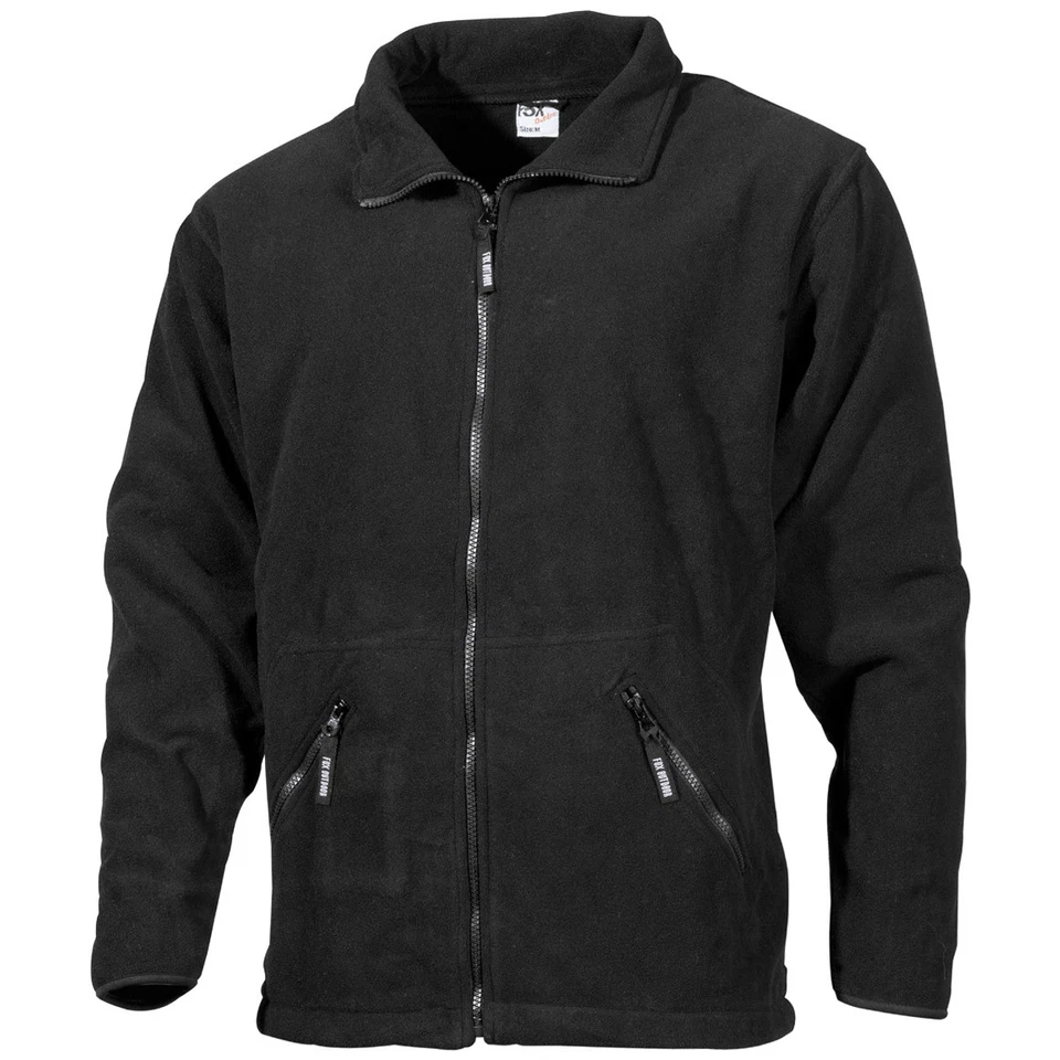 Full Zip Tactical Fleece Mens Polar Jacket Outdoor Hiking Fishing Black S-XXL - Image 1 of 1