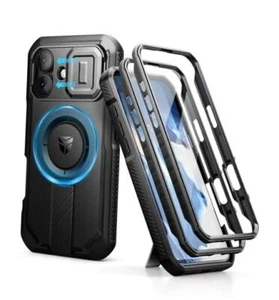 for iPhone 16 Case with Slide Camera Cover & Adjustable Kickstand & Black - Picture 1 of 8