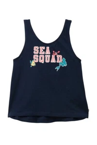 Roxy Big Girls 12/L Tank Top T-Shirt Top Little Mermaid Sea Squad Dreams Navy - Picture 1 of 2