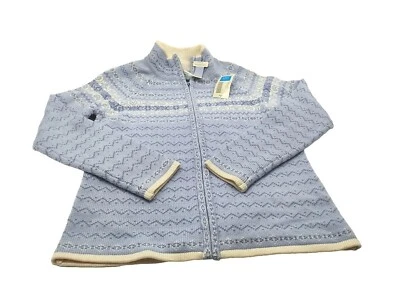 Cárdigan tejido cremallera completa Covington suéter con cuentas mezcla de lana talla M Foto 1 de 4