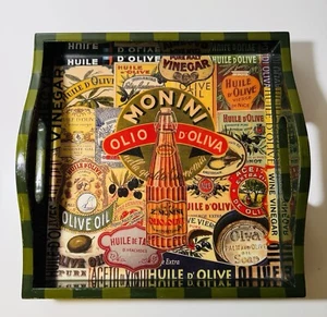 Vintage Annie Modica Olive Oil Decoupage Lacquered Wood serving Tray 12” - Picture 1 of 10