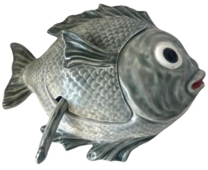 MCM Mayólica Fish Tureen Faiancas BELO Portugal Servidor de Alimentos Años 50 640/1 - Imagen 1 de 24