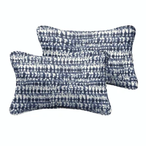 Indigo Graphic Rectangular Outdoor Corded Lumbar Pillows (2-Pack) - Picture 1 of 12