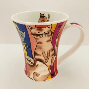Colorida taza de gatos sonrientes 10 oz Best Friends de Dema Designs porcelana fina - Imagen 1 de 13