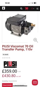 Piusi Viscomat 70 Transfer Pump 110v NEW Rrp£430 - Picture 1 of 4