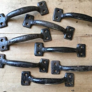 X1 Single Antique Cast Iron Pull Vintage Handle Patina Old 7” - 8 AVAILABLE - Picture 1 of 15