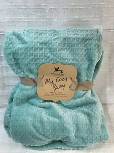 Adirondack Baby Blanket My Cozy Baby 30x40 Aqua Squares Unisex Security Lovey - Picture 1 of 8