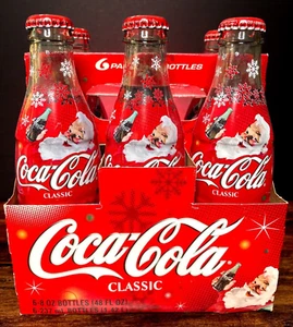 Coca Cola Classic Holiday 2003 6-Pack Glass Bottles Santa Xmas Factory Sealed - Picture 1 of 3