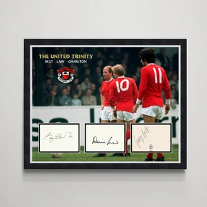 Law, Best, & Charlton - Manchester United Trinity Signed Authentic Autograph - Picture 1 of 2
