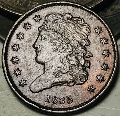 1835 Classic Head Half Cent 1/2C Ungraded US Copper Coin CC25492 - Image 1 of 4