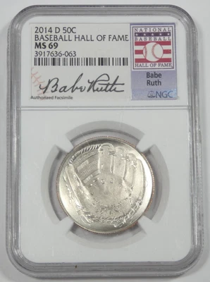 2014-D 50C Baseball Hall of Fame Babe Ruth Signed Holder NGC MS 69 - Image 1 of 4