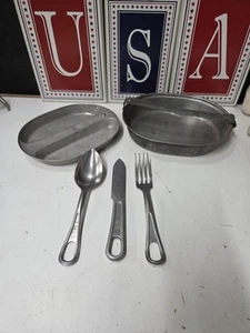 Vintage WWII GI U.S. Military 1944 Knapp-Monarch Mess Kit Fork Spoon And Knife - Picture 1 of 22