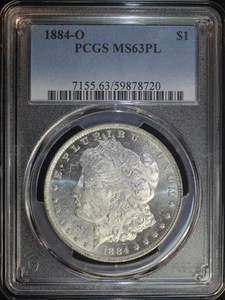 1884 O Morgan Silver Dollar PCGS MS63PL Prooflike Flashy Mirrors - Picture 1 of 2
