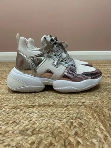 Hogan Limited Edition Chunky White Silver Metallic Sneakers Size 38 UK 5 - Picture 1 of 5