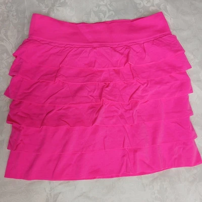 Piper Faves Girls Mini Skirt Neon Pink Ruffle Tiered Elastic Waist Size L 10/12 - Image 1 of 4