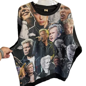 Subliworks Billy Idol Collage Sweatshirt Black 2XL AOP Grunge Rock And Roll - Picture 1 of 8