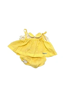 Conjunto de vestido de guinga floral amarillo CPK Cabbage Patch para niños y flor Coleco - Imagen 1 de 7