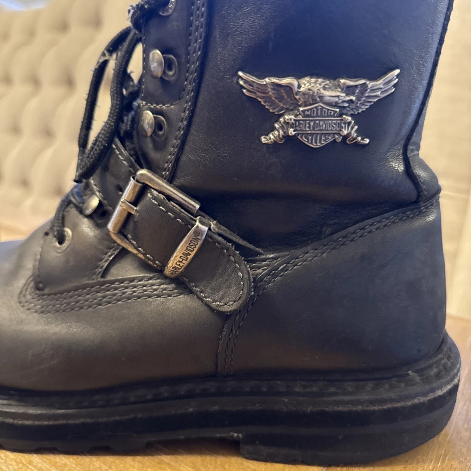 Harley Davidson Men’s Black Boots Metal Emblem Ankle Boot Size 10 - Image 1 of 4