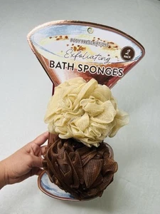 Body Prescriptions Unisex Household 2-Pack Exfoliating Bath Sponges Beige/Brown - Picture 1 of 2