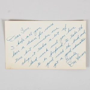 Don Larsen Signed Hand Written Index Card Yankees – COA JSA - Picture 1 of 3