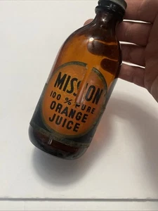 ANTIQUE MISSION 100% PURE ORANGE JUICE AMBER BOTTLE CAP LABEL LOS ANGELES CA - Picture 1 of 10