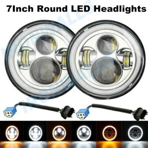 Pair 7'' LED Headlight Angel Eye For Suzuki Sierra SJ80 SJ80V LJ80 Samurai SJ410 - Picture 1 of 12