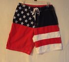 GIANT RedWhite/Blue Patriotic Flag Men's/Boy's Board Shorts Pre-Owned Size 30