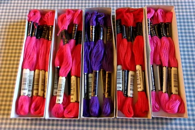 Anchor Mouline 8M Sticktwist Embroidery Thread Lot of 27 Purple Red Pinks - Image 1 of 4