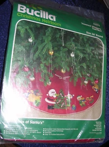 #T Bucilla CHRISTMAS AT SANTA'S" Jeweled Felt Tree Skirt Kit 36" Sealed #82093 - Picture 1 of 5