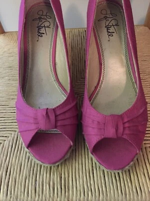 Zapatos de cuña Life Stride rosa punta abierta Foto 1 de 4