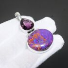 Purple Turquoise, Amethyst Gemstone Pendant 925 Sterling Silver Pendant For Gift