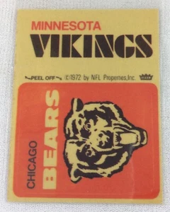 Pegatina de fútbol americano del equipo Fleer de la NFL 1972-74-Minnesota Vikings-Chicago Bears - Imagen 1 de 1