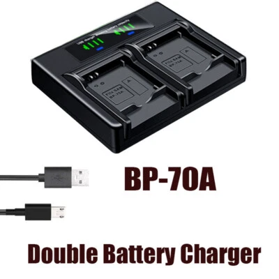 Dual Battery Charger For SAMSUNG BP-70A TL105 TL110 TL125 TL205 WB30F WB31F - Image 1 of 4