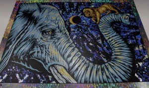 TODD SLATER "NIGHT FALLS ON SUMERIA" ELEPHANT LION WIND CHIME FOIL /28 POSTER - Picture 1 of 3