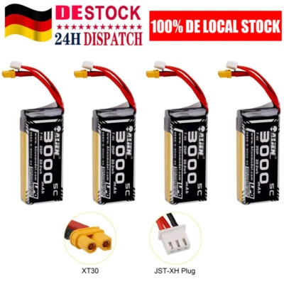4 x ALIENMODEL 3000mAh 7,4V 2S Lipo Akku XT30 Stecker für RadioMaster TX16S NEW - Bild 1 von 4