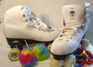 Epic Skates Sz 9 Classic High-Top Quad Roller Skates Rainbow Light Up Wheels - Picture 1 of 12