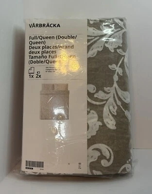 IKEA VARBRACKA FULL/QUEEN DUVET COVER AND 2 PILLOWCASES NEW SEALED BEIGE & WHITE - Image 1 of 4