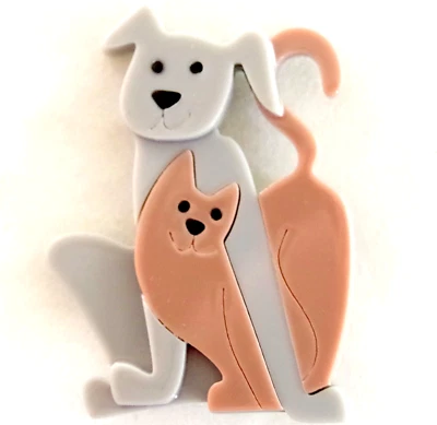 PIN BROCHE ACRÍLICO CAPAS 2.5" NUEVO SIN ETIQUETAS CACHORRO PERRO Y GATITO GATO AMIGOS GRIS Y TOSTADO Foto 1 de 4