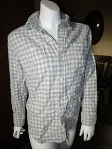 Girls Flannel Shirt Grey Checked Rustic Country Cowgirl Boho GAP KIDS Youth L - Picture 1 of 8