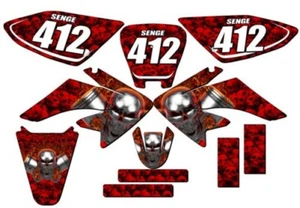 2004-2013 CRF 70 FLAMING GEARHEAD Red Senge Graphics Kit Compatible with Honda - Picture 1 of 10