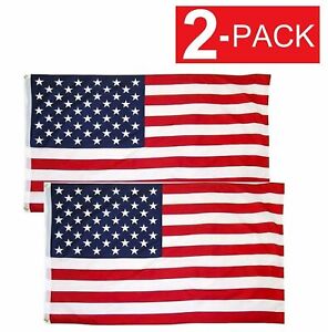 2 Pack 3x5 American USA United States Stars & Stripes Flag w/Grommets