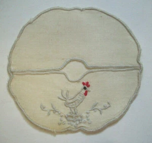 Single embroidered rooster cocktail wine glass coaster - Picture 1 of 2