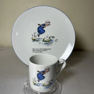 Vintage Child’s Cup And Plate Porcelain Nursery Rhyme Jumping Joan Germany - Picture 1 of 9