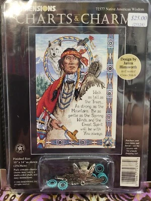 Native American Wisdom counted cross stitch chart WITH embellishments - Image 1 of 2