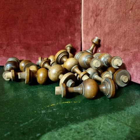 16 wood walnut turned spindle 2.83 in - Antique french baluster column furniture Cover