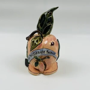 The Passionate Peach Blue Sky Clayworks Tea Light Heather Goldminc 2001 w/Plate - Picture 1 of 9