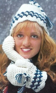 COZY Scalloped Hat & Mittens/Crochet Pattern INSTRUCTIONS ONLY - Picture 1 of 1