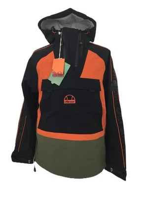 Ellesse Men's Ski Windbreaker Jacket Orange Black Hooded Pocket Pullover New F1 - Image 1 of 4