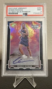 2022 Leaf Vibrance Dennis Rodman Autograph Navy Blue Rainbow PSA 9 - Picture 1 of 2